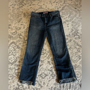 Dark denim wash straight leg cut off size 28 Johnny was pants